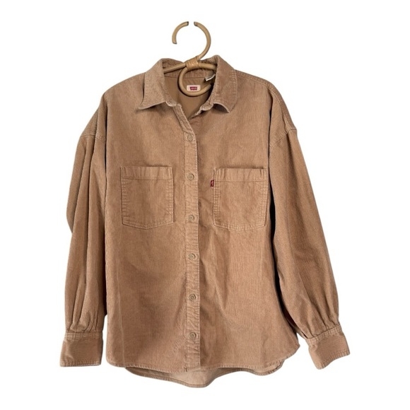 Levi’s Corduroy Remi Utility Button Down Oversized Jacket Shirt Iced Coffee - Picture 8 of 16